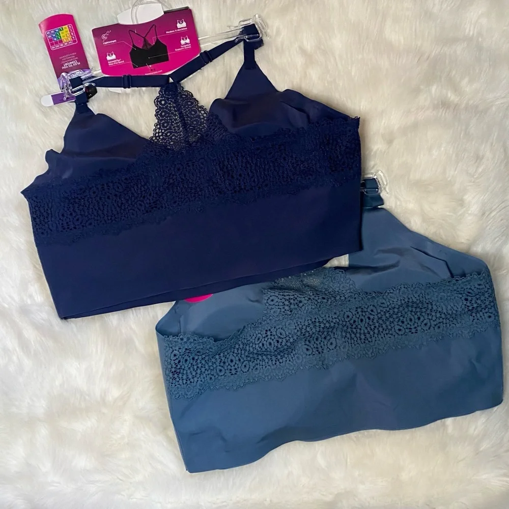 SALE Wirefree Lined Racerback Bra in Smoky Blue - Picture 3 of 9